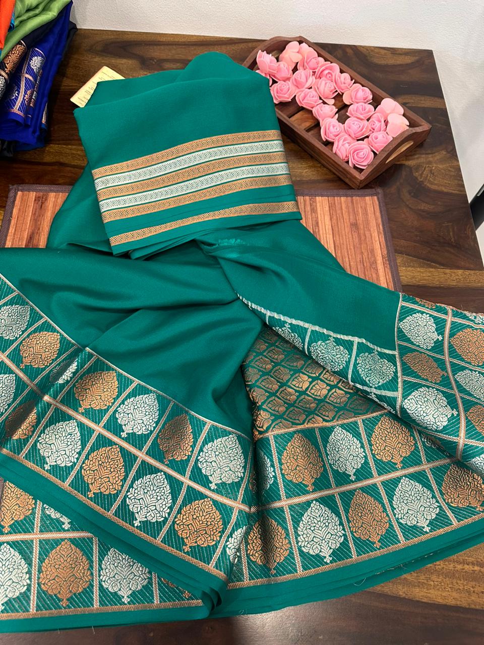 Pure mysore silk 120 grm thickness saree