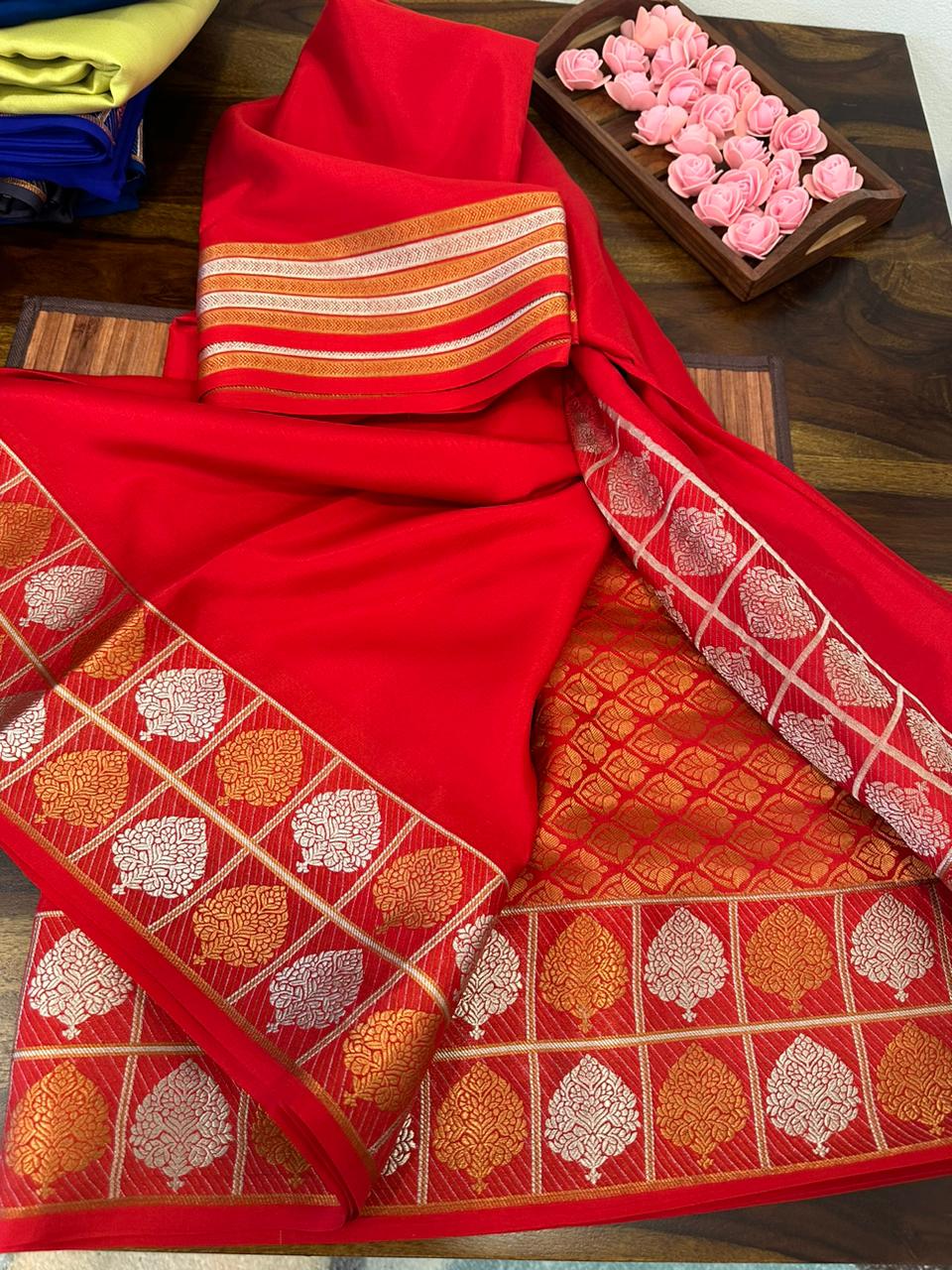 Pure mysore silk 120 grm thickness saree