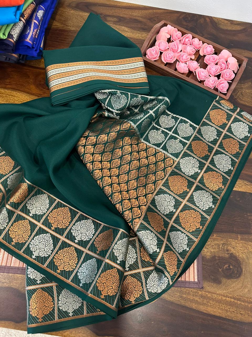 Pure mysore silk 120 grm thickness saree