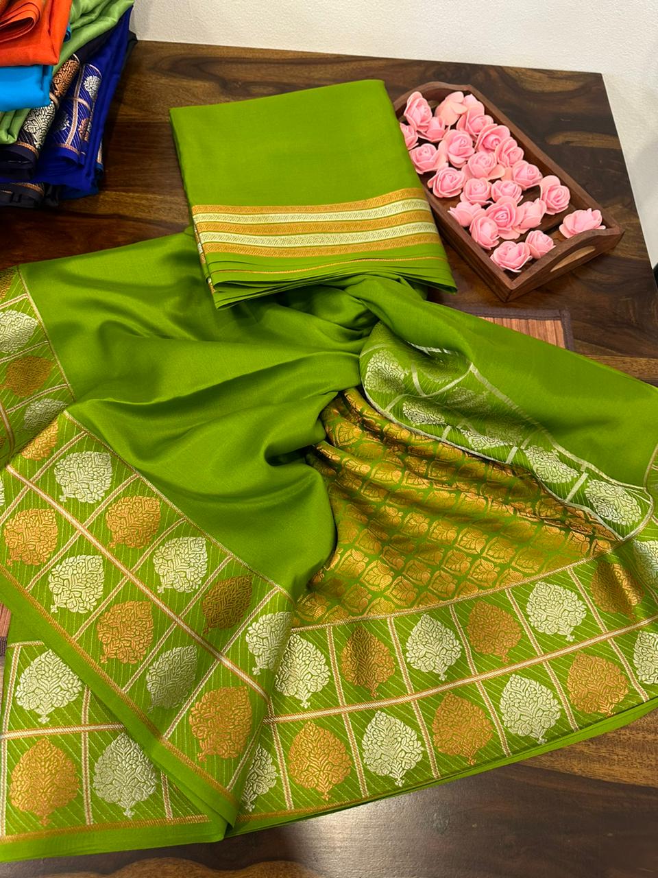 Pure mysore silk 120 grm thickness saree
