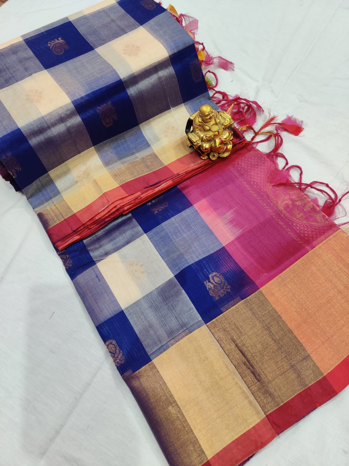 Pure Pattu By Cotton Allover Checked Saree – Www.vannamayil.com