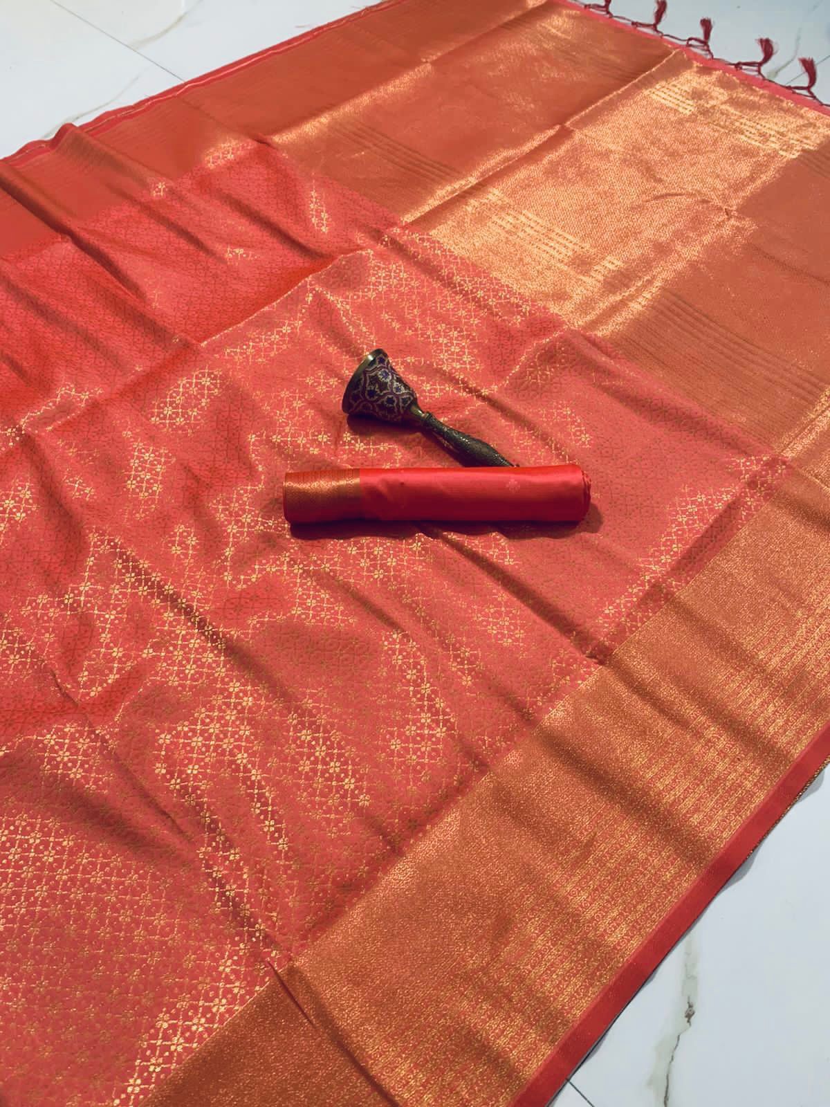 Semi silk mina zari with heavy weaving work saree