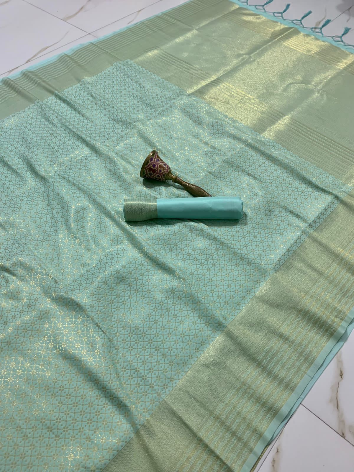 Semi silk mina zari with heavy weaving work saree