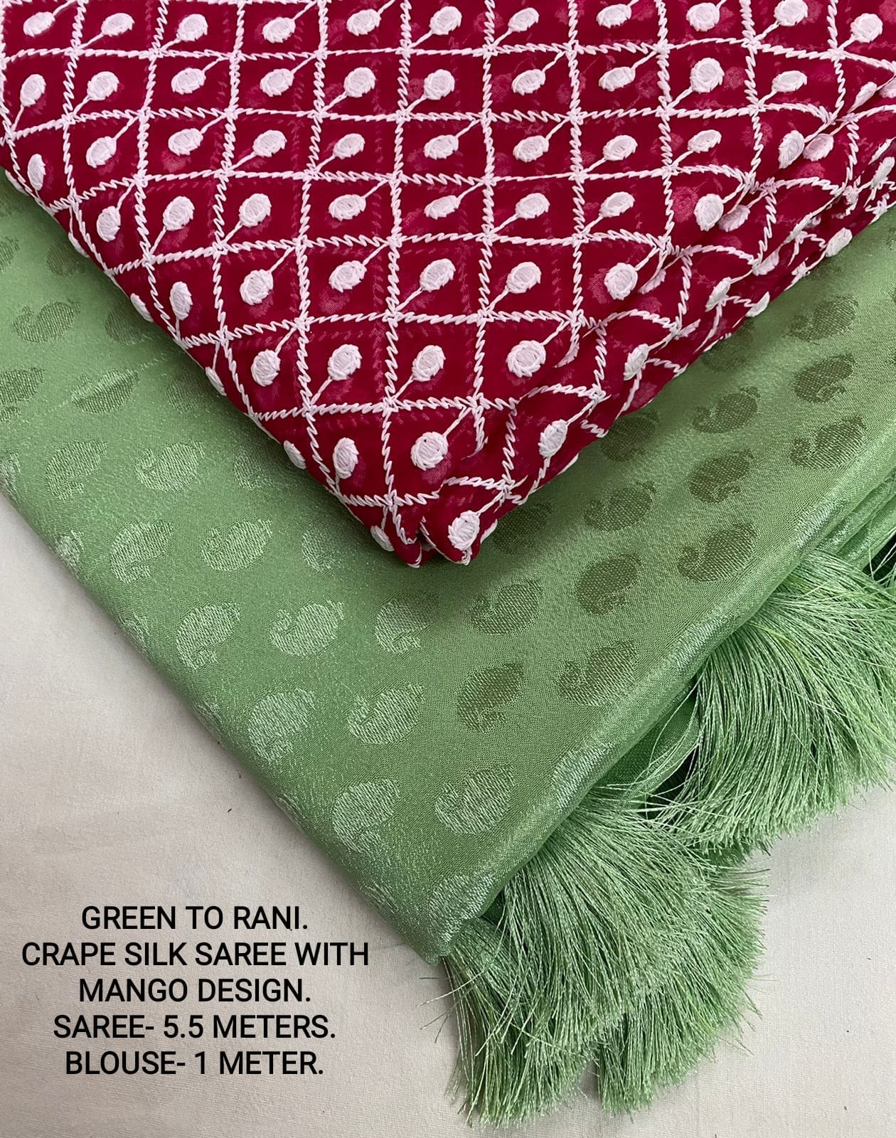 Soft crape silk saree with self woven mango design allover saree - Vannamayil Fashions