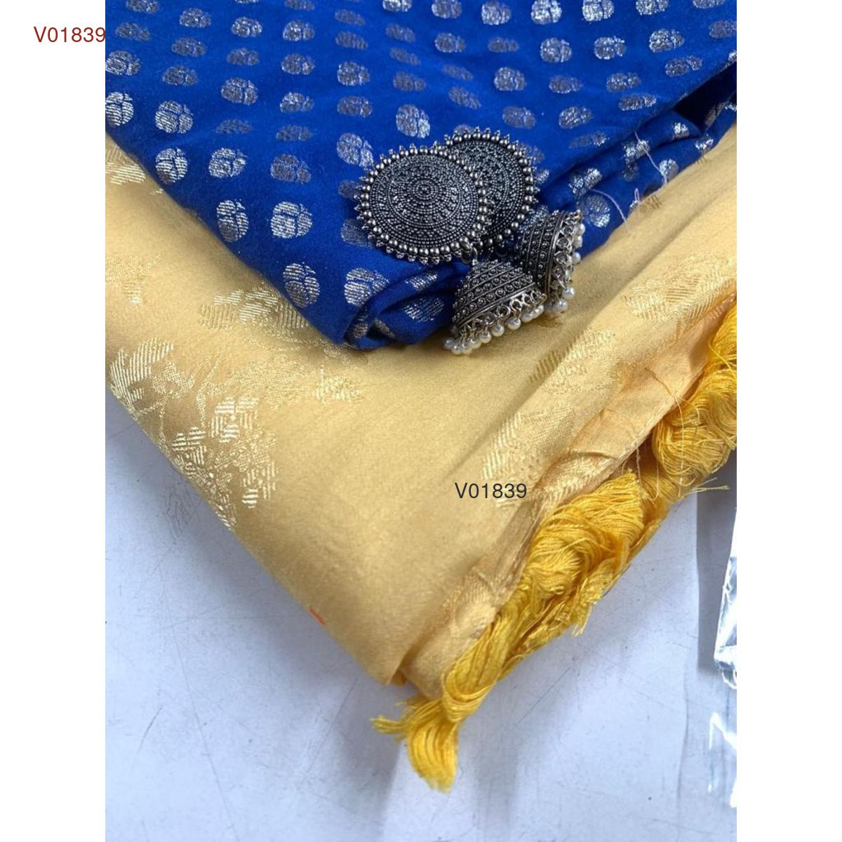 Cotton crape (banarasi blouse) saree - Vannamayil Fashions