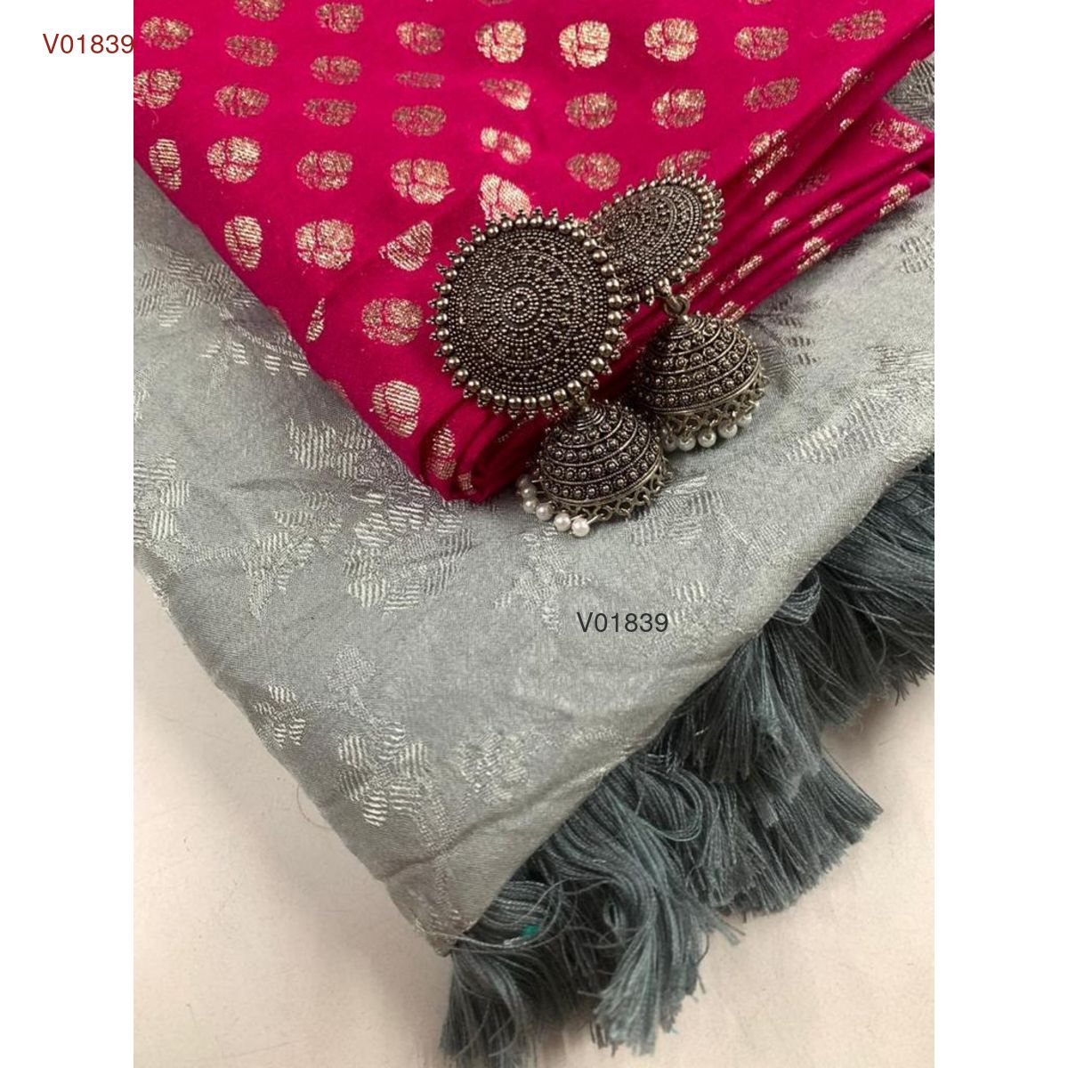Cotton crape (banarasi blouse) saree - Vannamayil Fashions