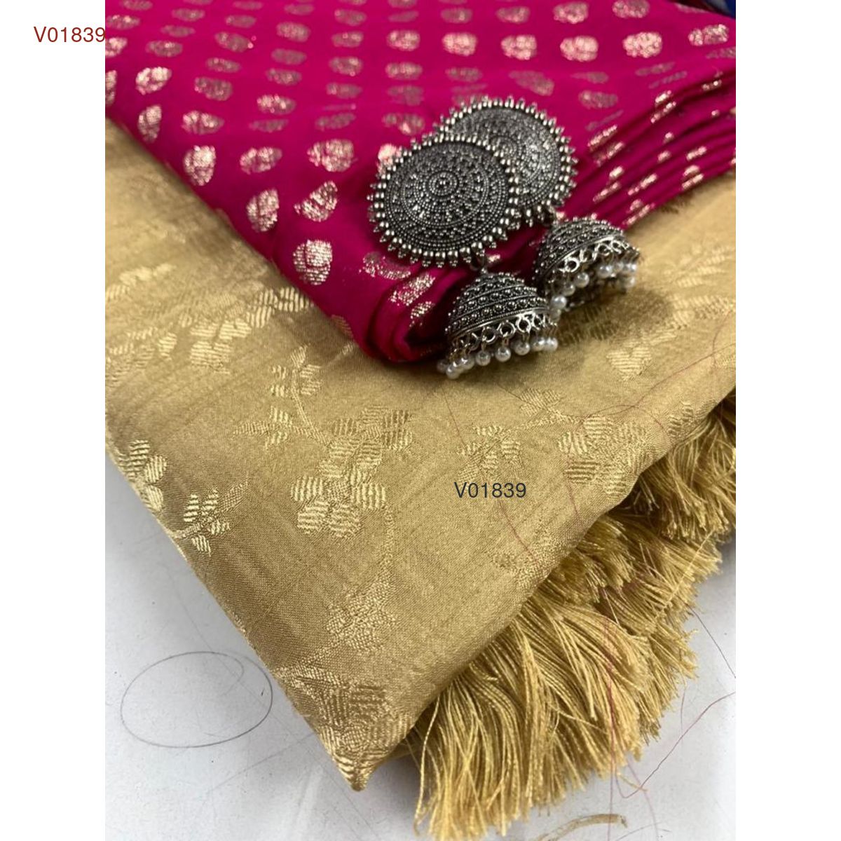 Cotton crape (banarasi blouse) saree - Vannamayil Fashions