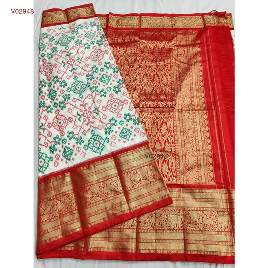 Bridal pochampally ikat kanchipuram pattu saree - Vannamayil Fashions