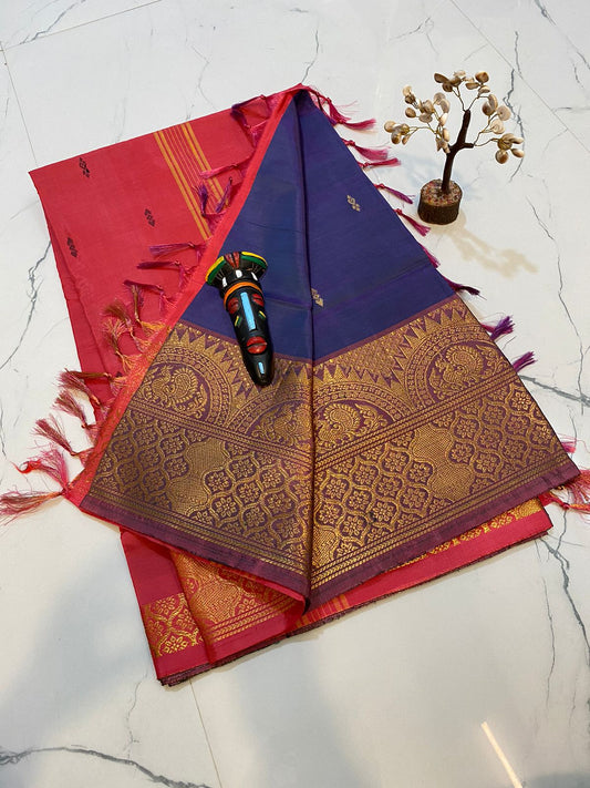 Vaalai pattu saree with fancy traditional border work