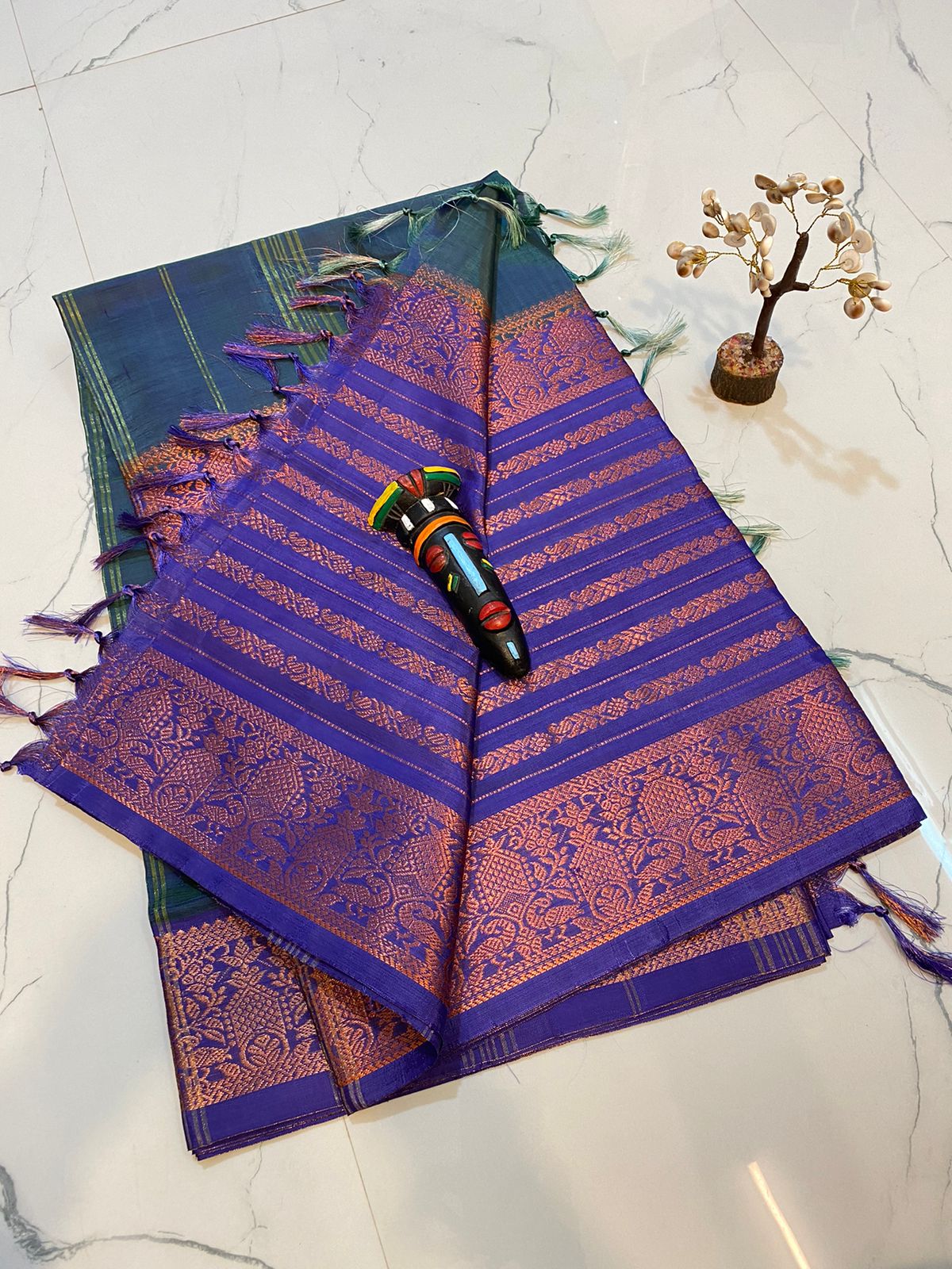 Vaalai pattu saree with fancy traditional border work