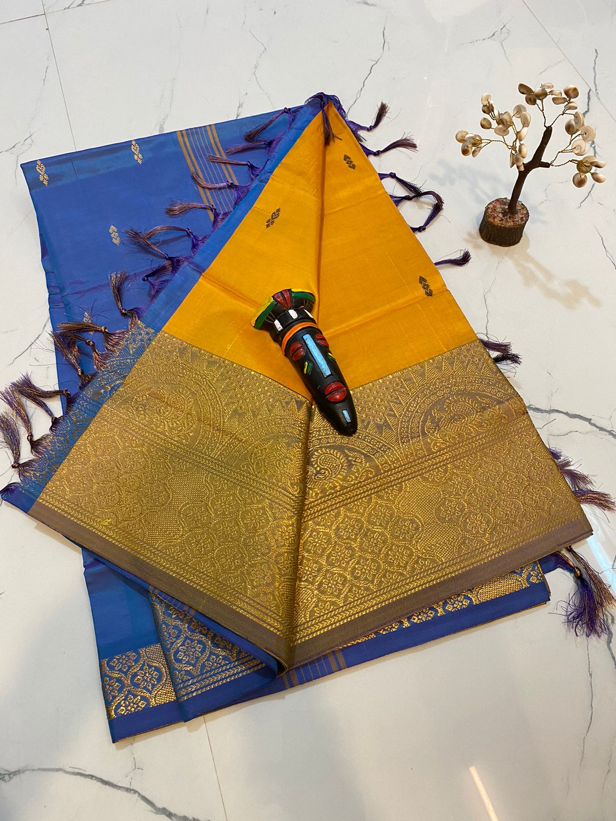 Vaalai pattu saree with fancy traditional border work