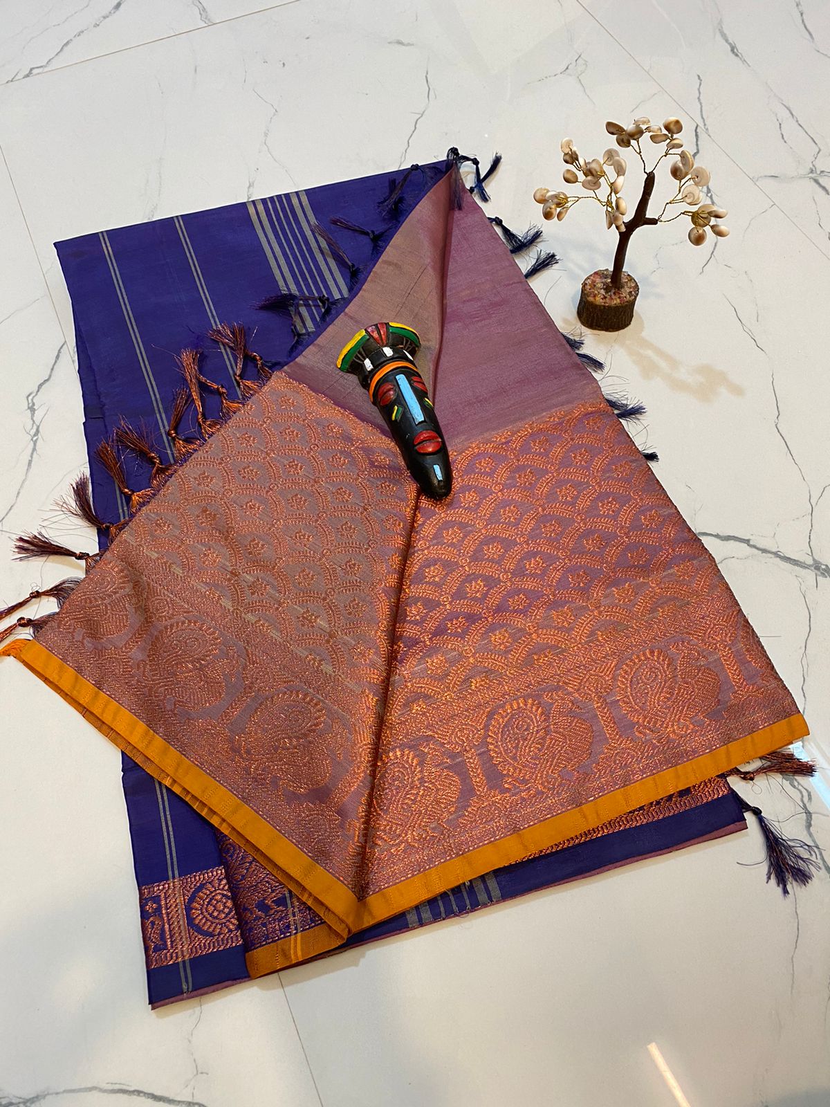 Vaalai pattu saree with fancy traditional border work