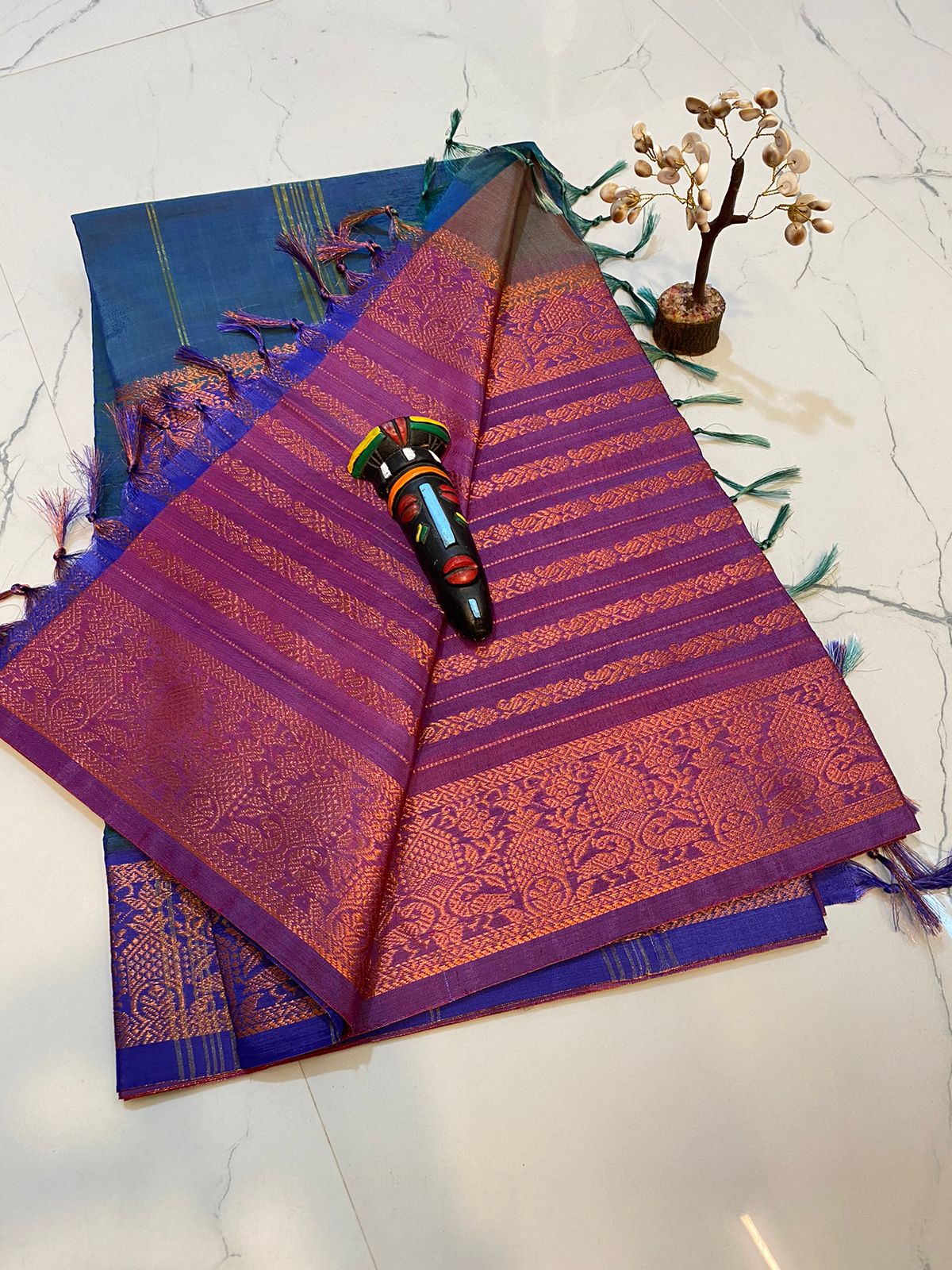 Vaalai pattu saree with fancy traditional border work