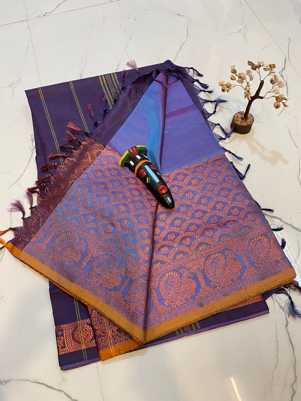 Vaalai pattu saree with fancy traditional border work
