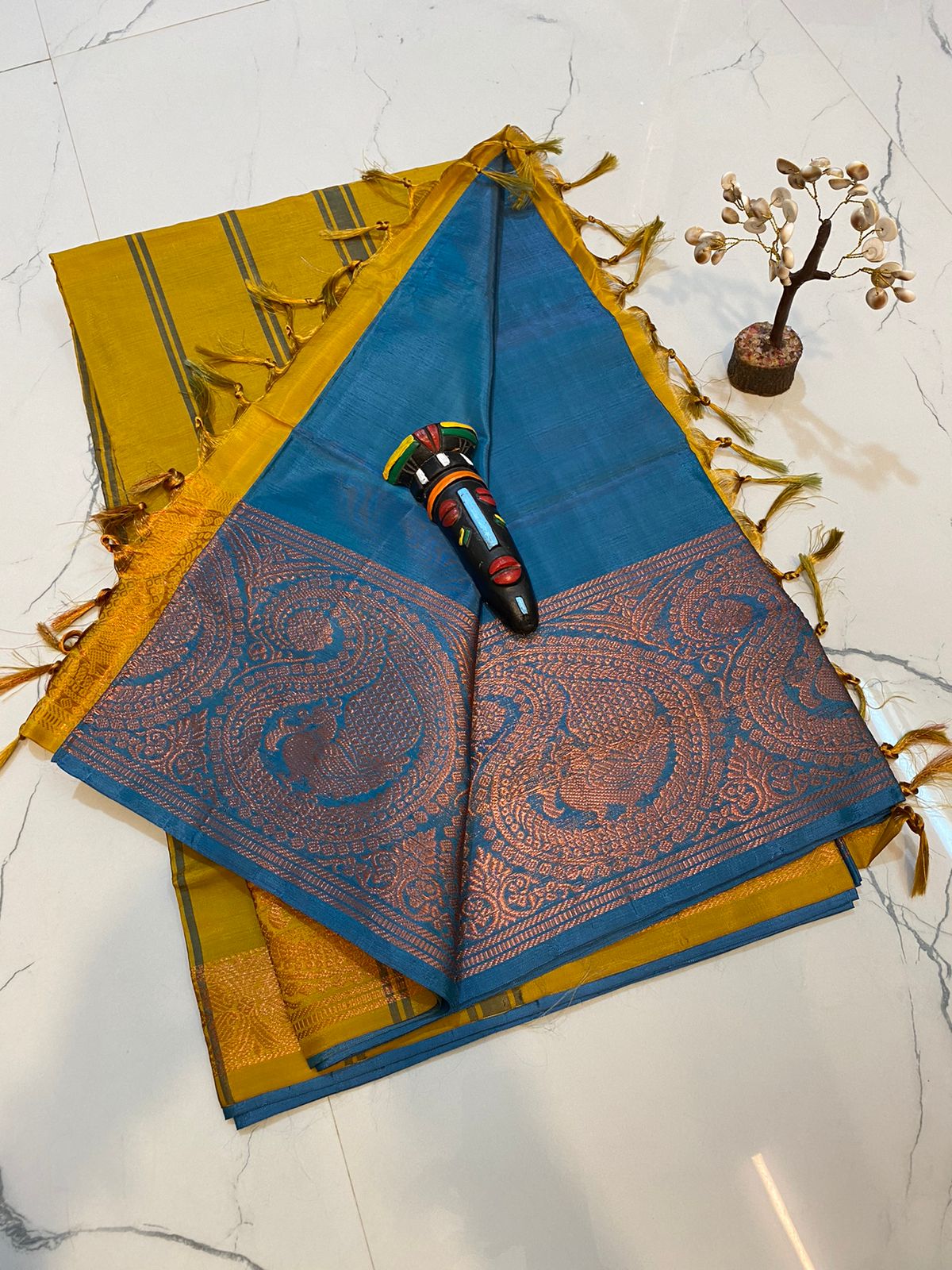 Vaalai pattu saree with fancy traditional border work