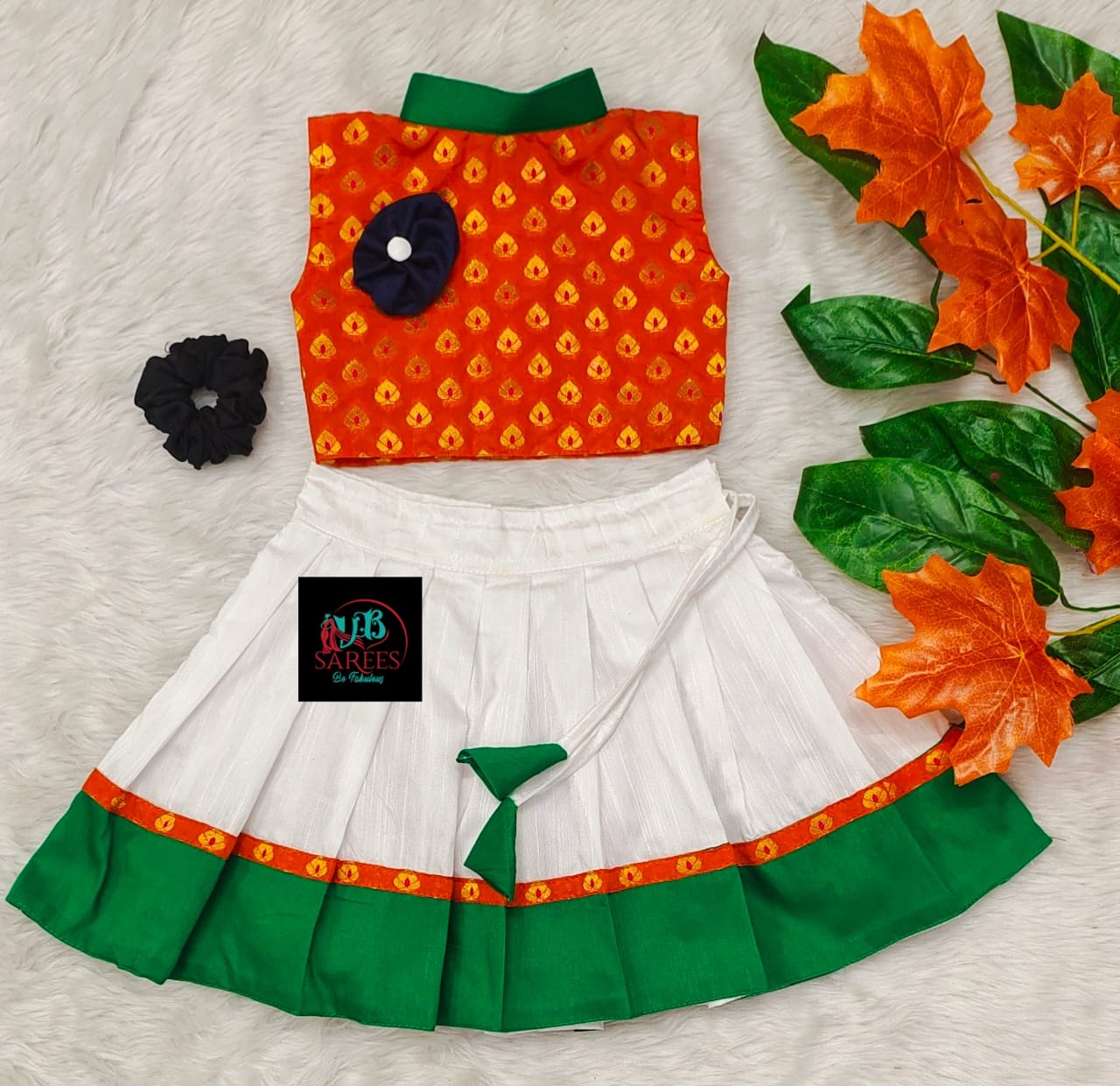 0 - 14 age tricolor kids skirt and crop top