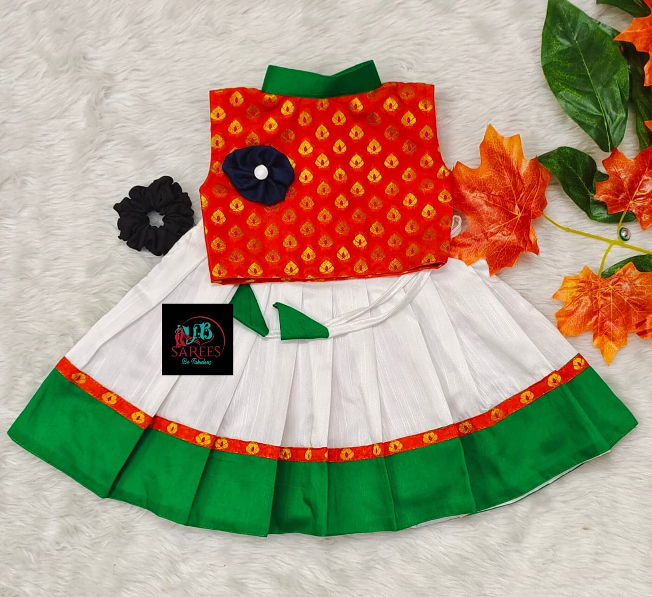 0 - 14 age tricolor kids skirt and crop top