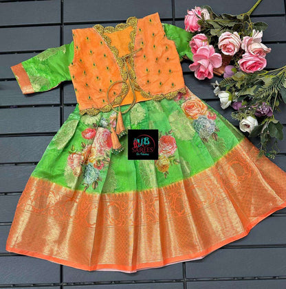 0 - 14 years Digital printed organza frock with coat