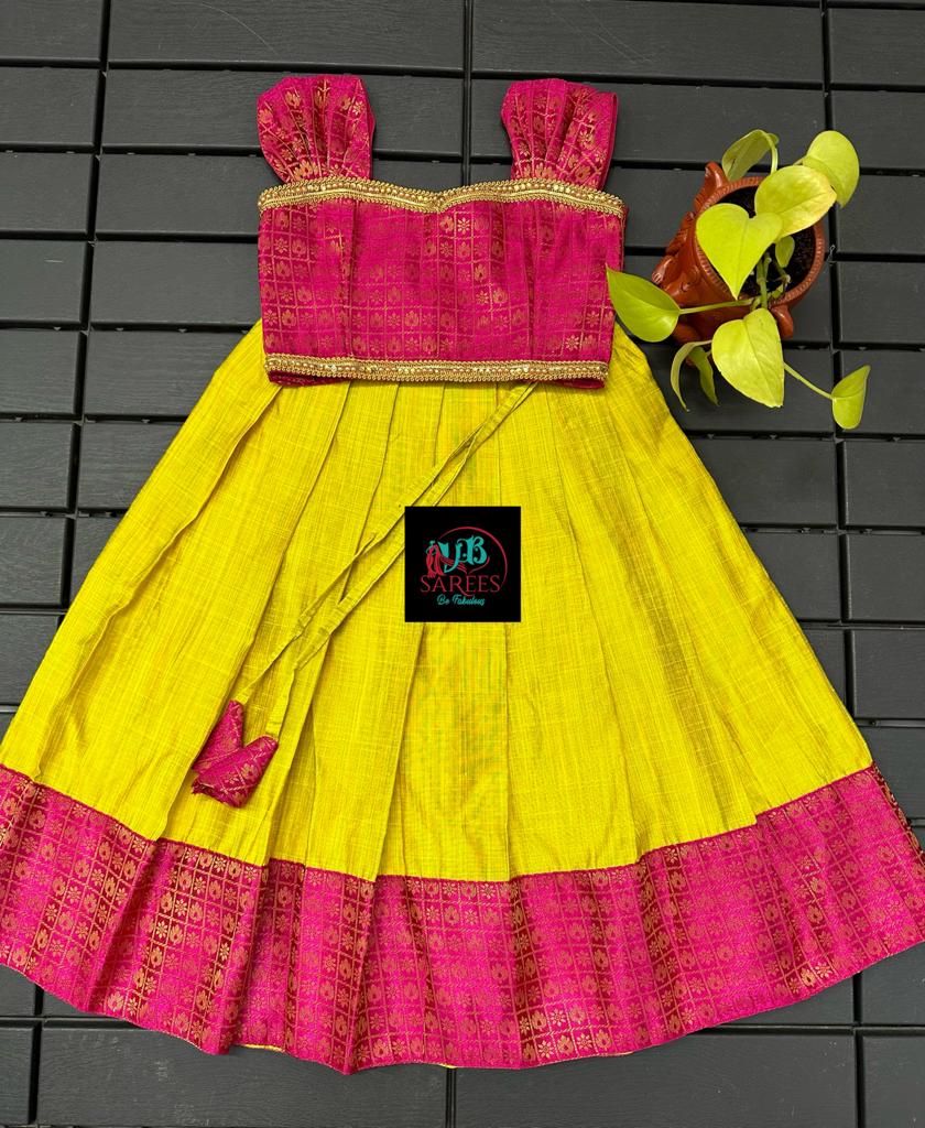 14 years Raw silk pavadai sattai for kids - Main Image