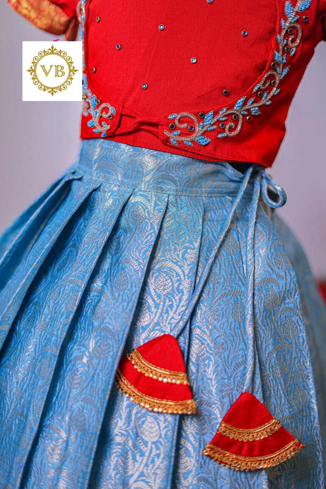 0 - 14 years semi banarasi silk lehenga for kids