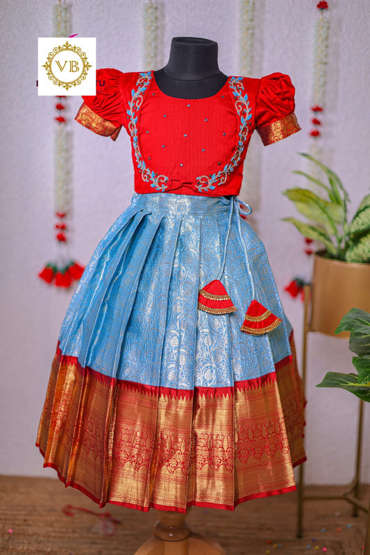 0 - 14 years semi banarasi silk lehenga for kids