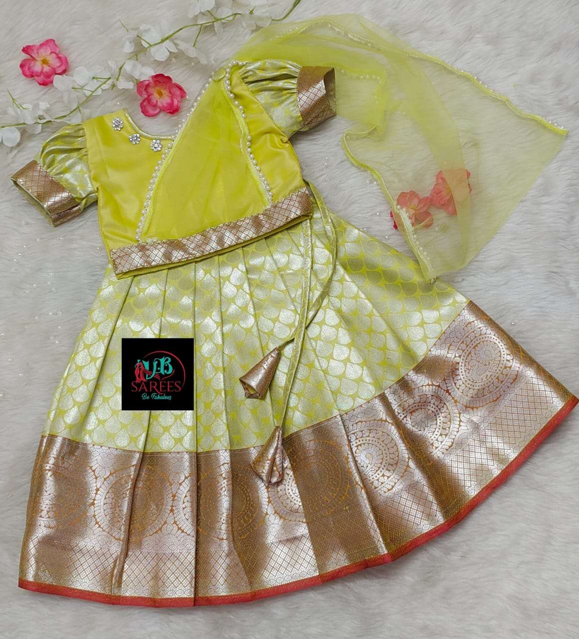 0 - 14 years Soft semi silk kids readymade paavadai sattai