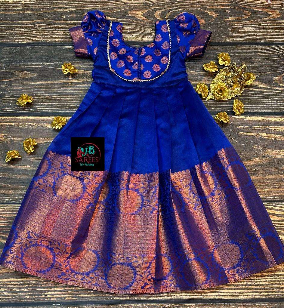 0 - 14 years Soft silk cotton with copper zari weaving frock