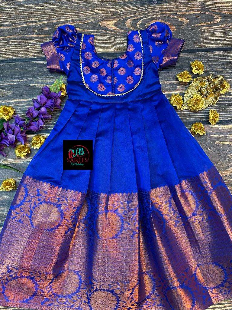 0 - 14 years Soft silk cotton with copper zari weaving frock