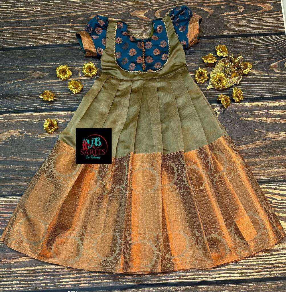 0 - 14 years Soft silk cotton with copper zari weaving frock