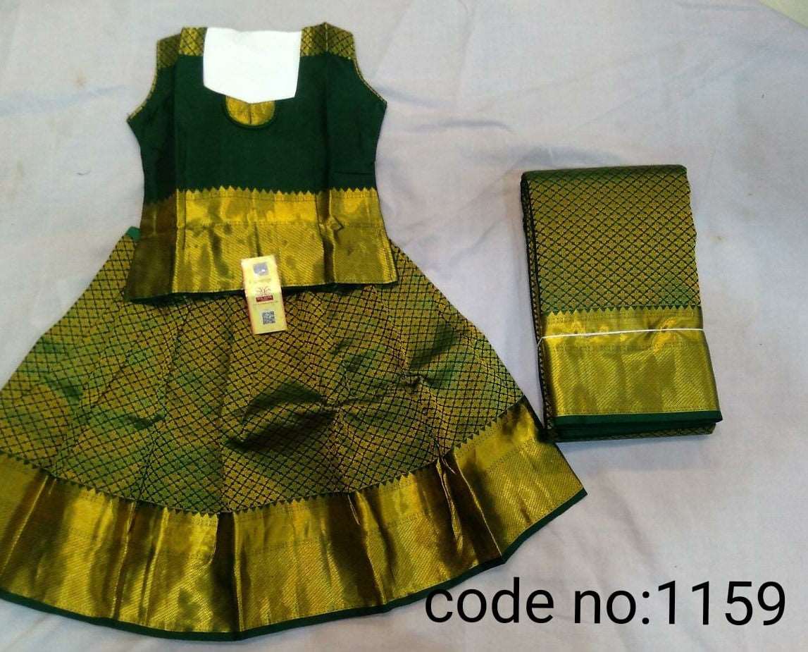 0 to 16 age pure silk skirt and top with matching saree for mom