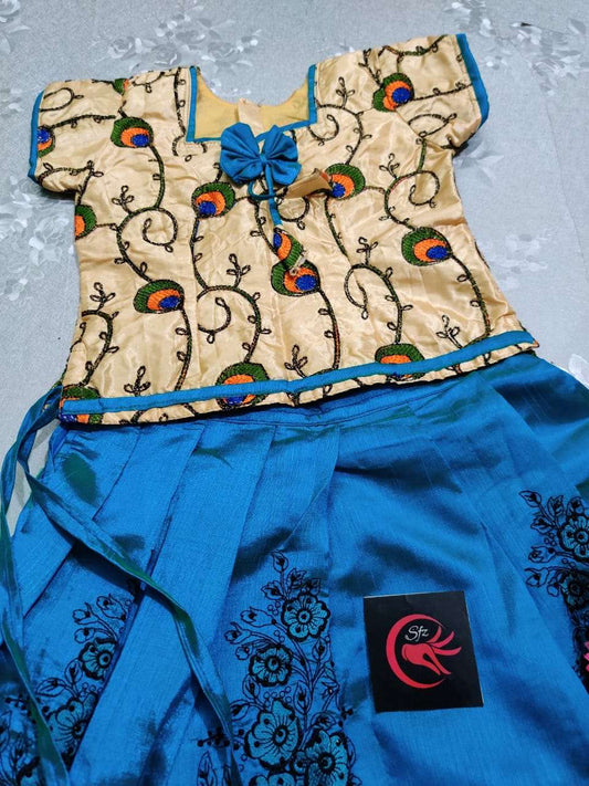 1 - 12 raw silk top with mirror/ thread embroidery work