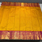 1 Gram Pure Zari Kanchipuram Mustard Yellow, Reddish Pink and Green Color Saree