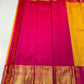 1 Gram Pure Zari Kanchipuram Mustard Yellow, Reddish Pink and Green Color Saree