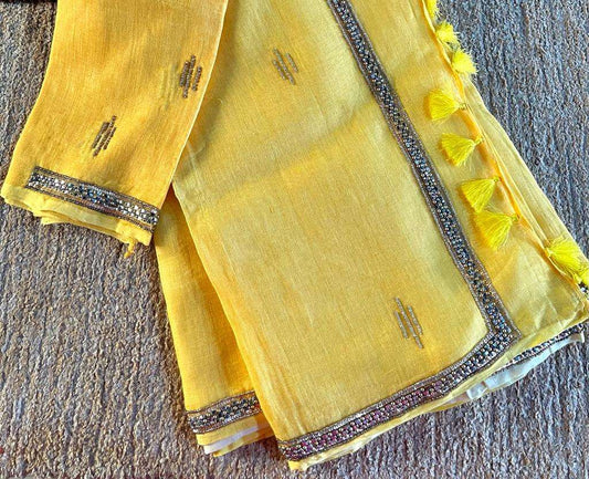 100% pure 120 count linen saree