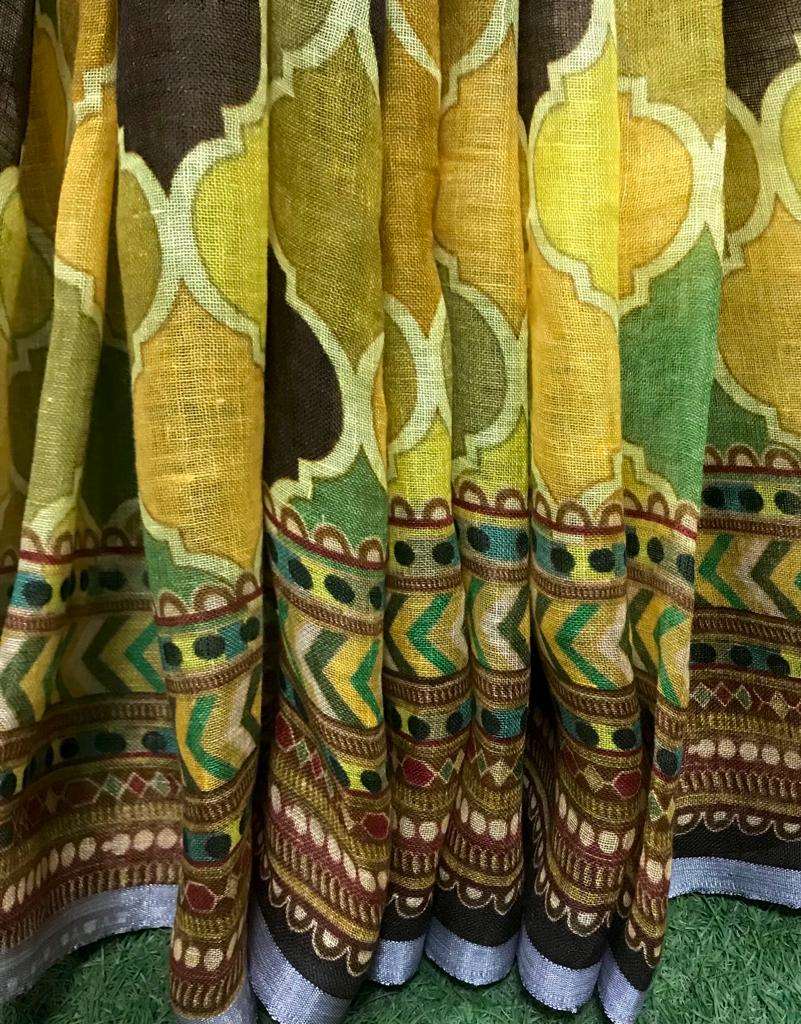 120 count pure linen digital print on saree