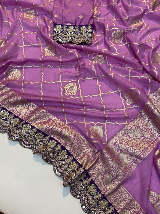 Crepe Work Saree