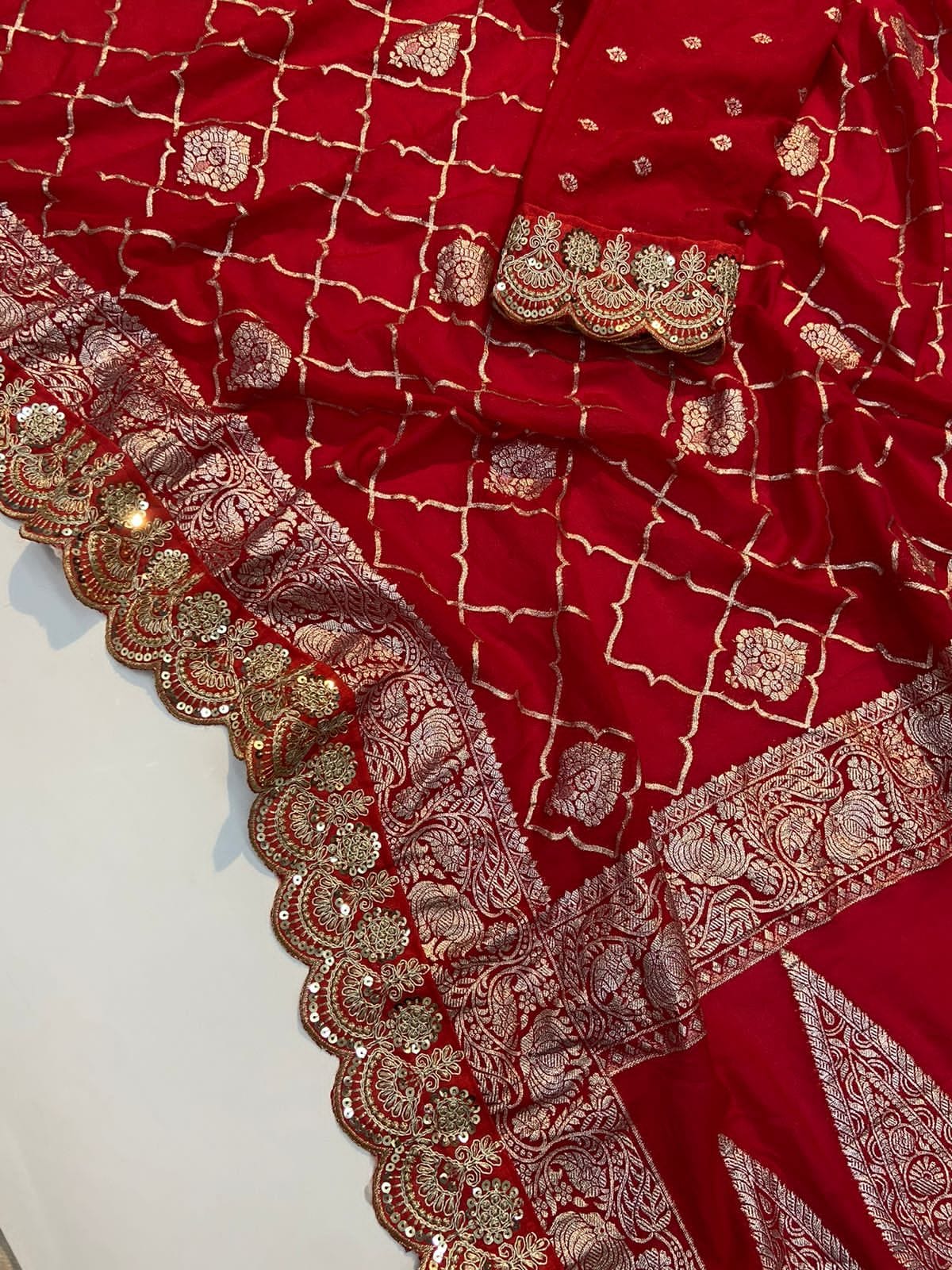 Crepe Work Saree