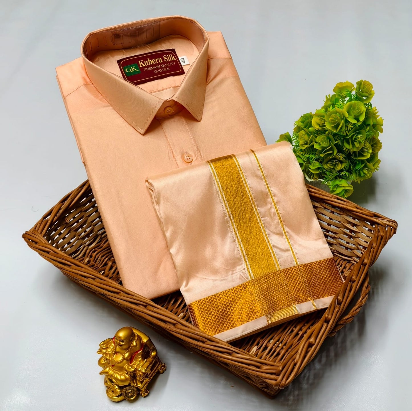 Royal Roots Matching Semi Silk Dhoti Shirt Set for Father & Son