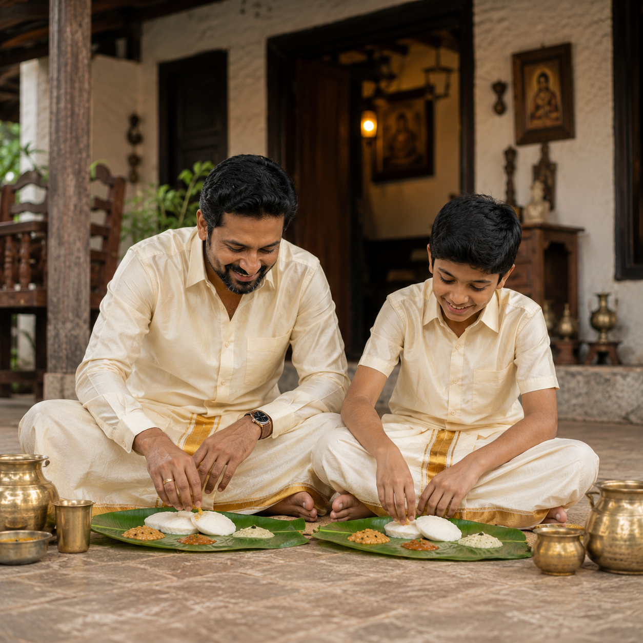 Timeless Tradition Father Son Semi Silk Ethnic Combo