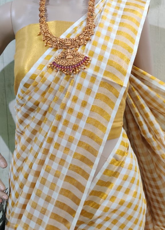 Checked Party Wear Silk Cotton Saree at Rs 8000 | सिल्क कॉटन साड़ी in  Kanchipuram | ID: 23568325733