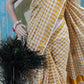 Golden checked kasa silk cotton saree