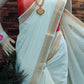 Golden zari kerala cotton saree