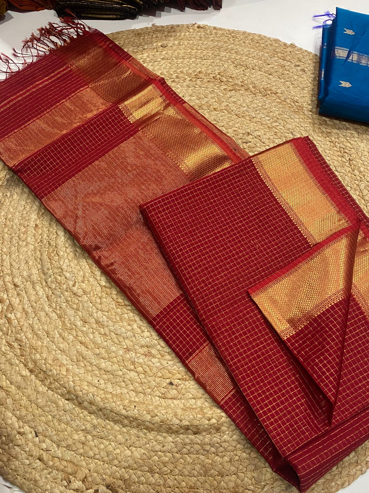 Maheshwari handloom zari border all over zari checks saree