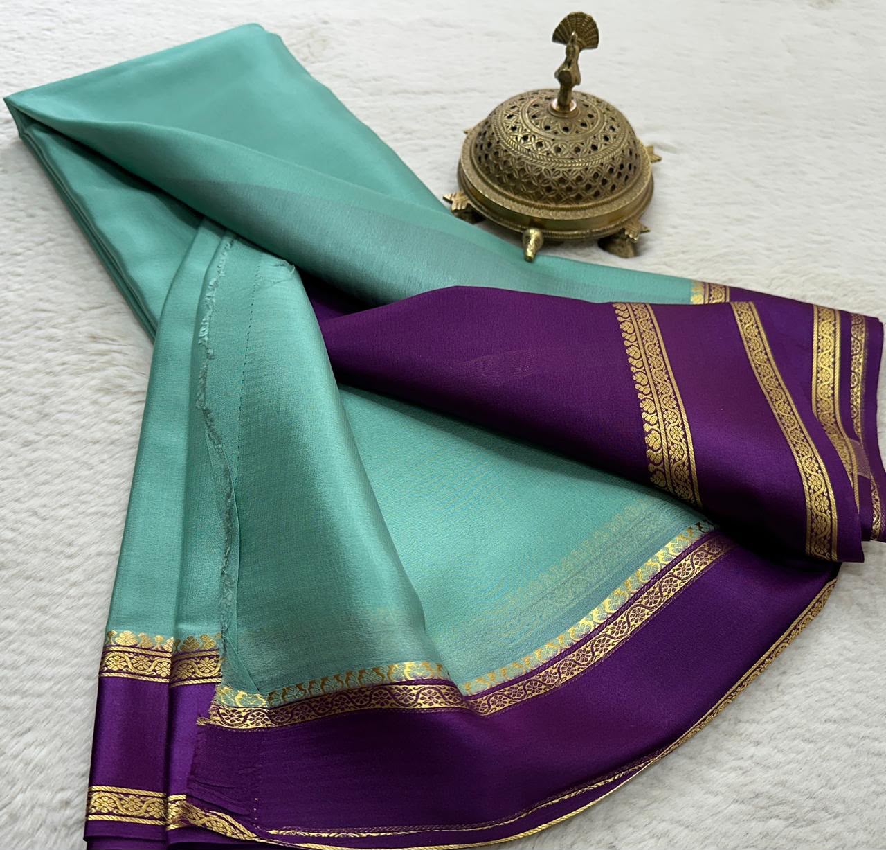 Graceful Pure Mysore Silk Saree with Small Mango Border