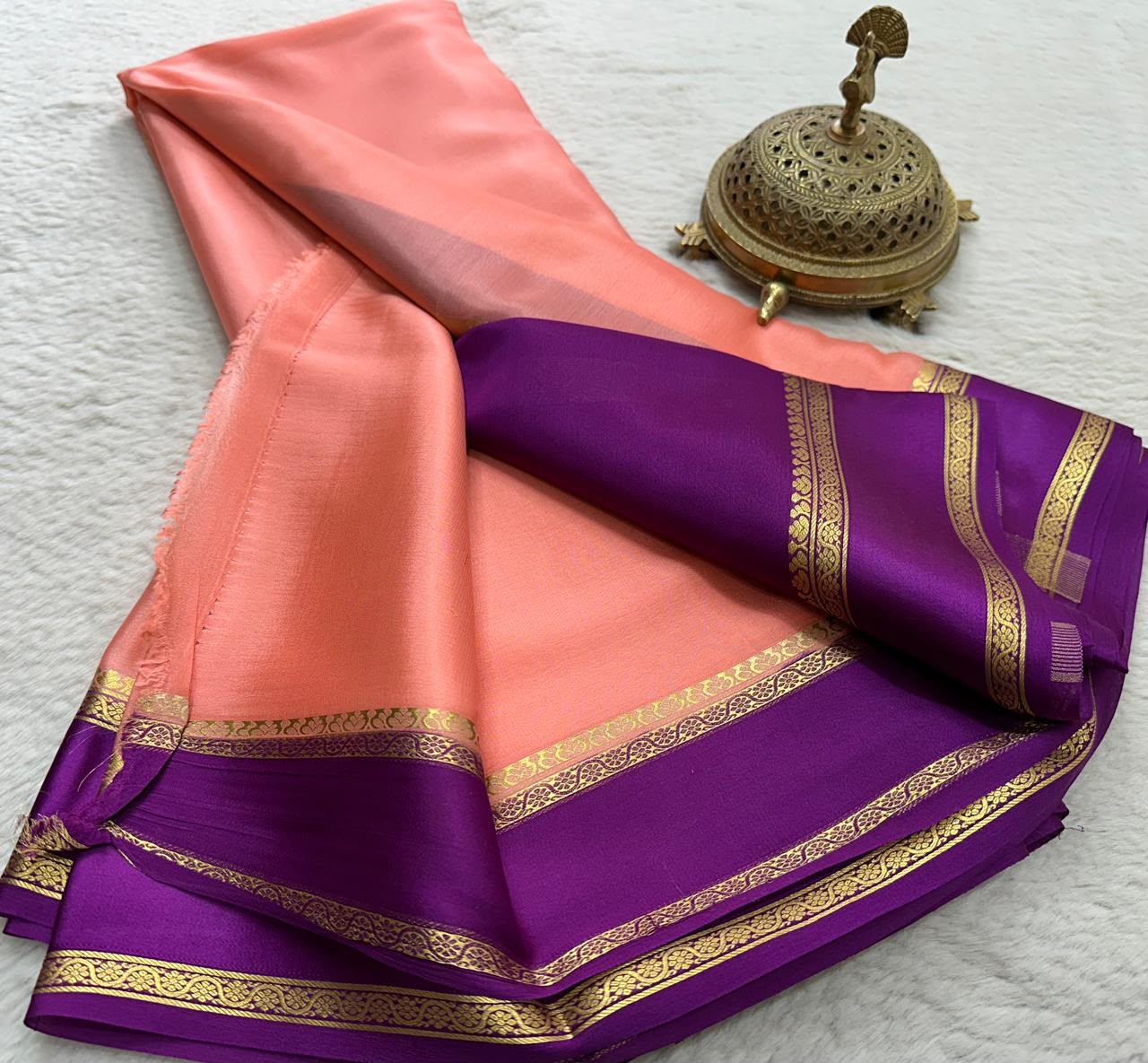 Graceful Pure Mysore Silk Saree with Small Mango Border