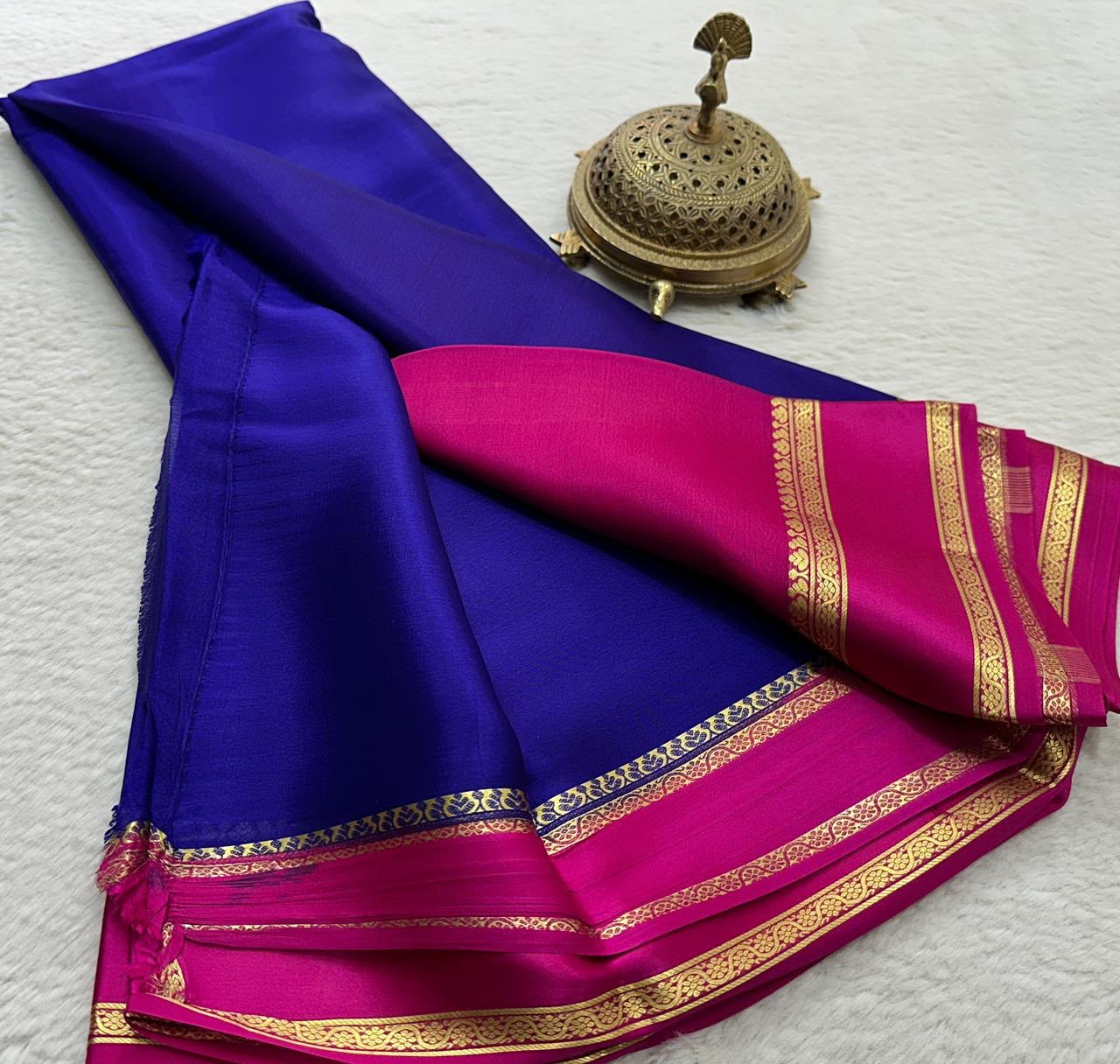Graceful Pure Mysore Silk Saree with Small Mango Border