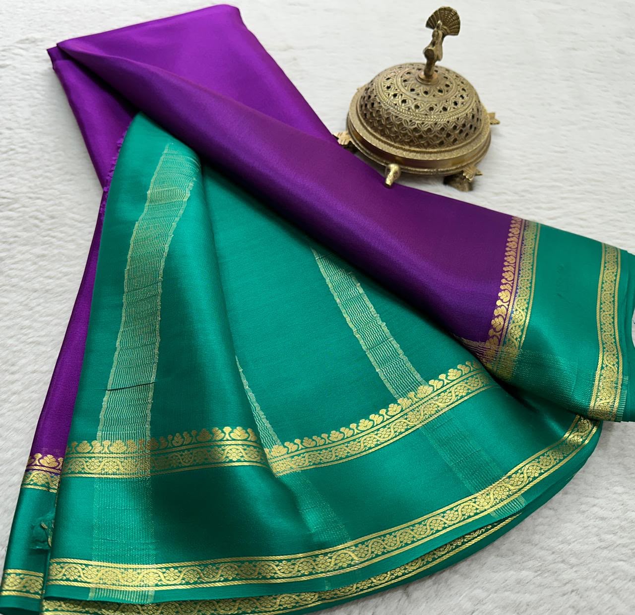 Graceful Pure Mysore Silk Saree with Small Mango Border