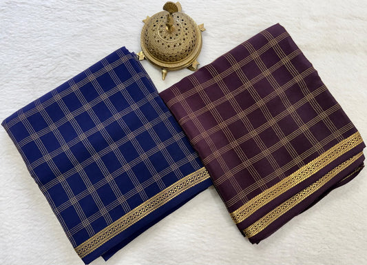 Pure Mysore Silk Vertical Lines Zari Woven Saree