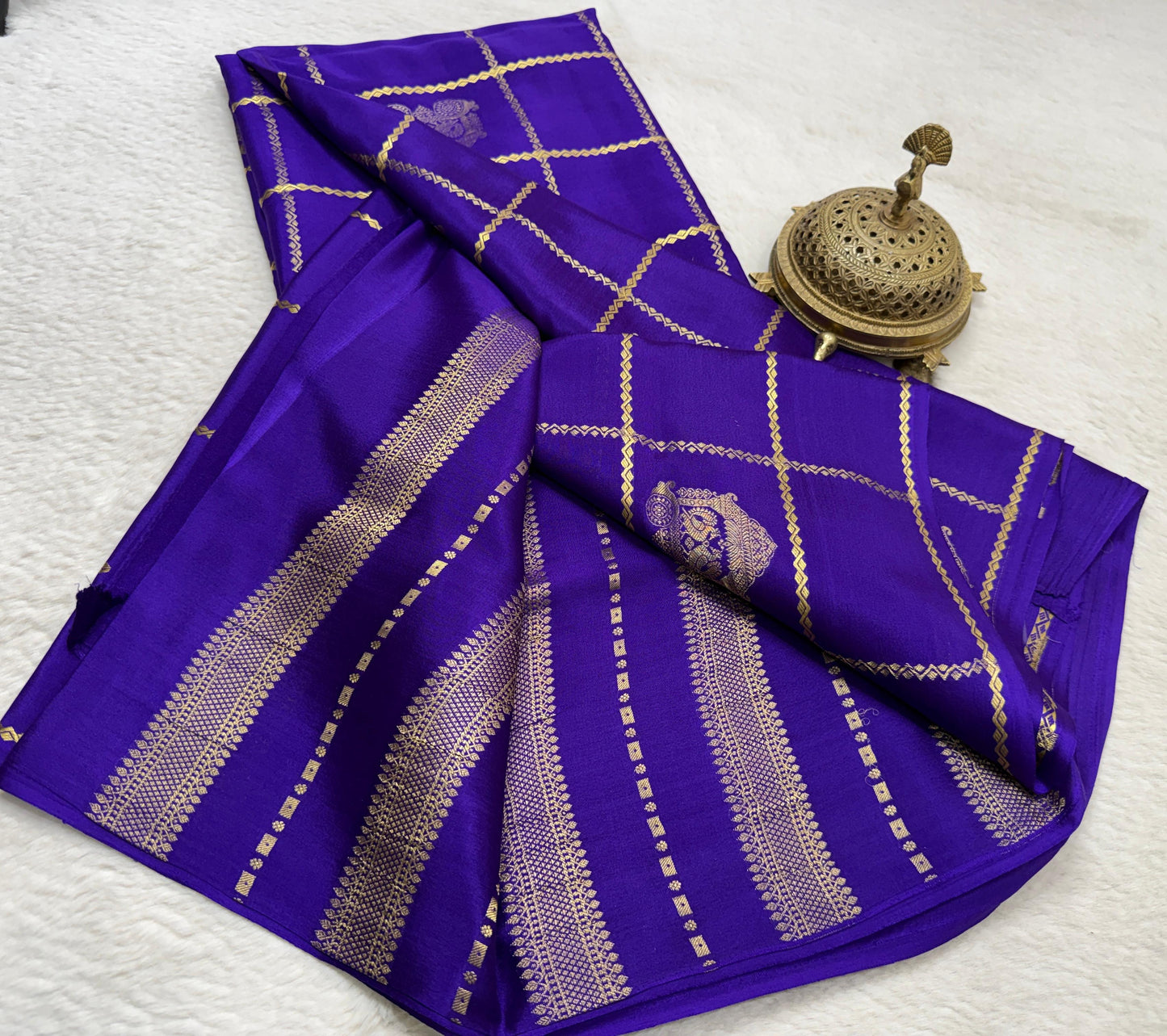 Pure Mysore Silk Allover Zari Woven Saree