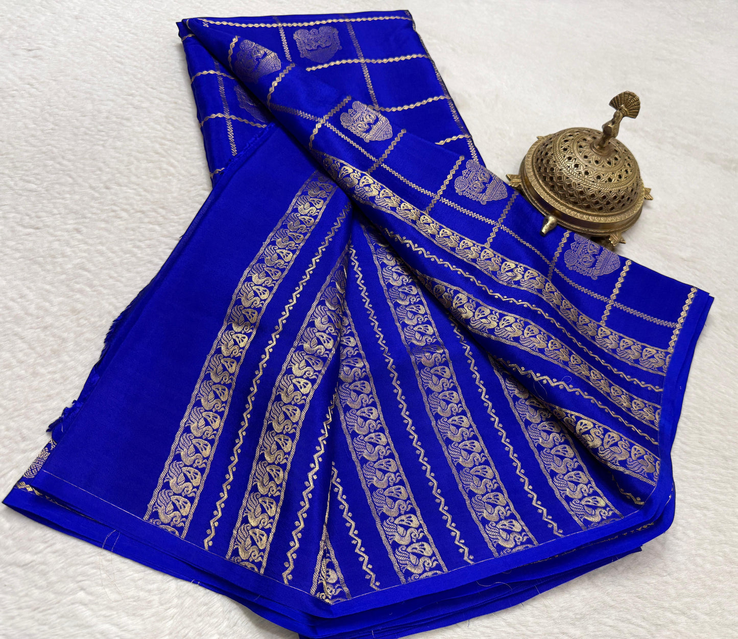 Pure Mysore Silk Allover Zari Woven Saree